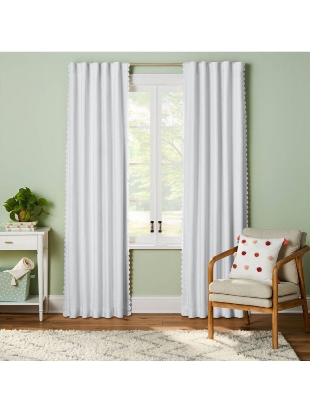 Pillowfort 84" Scallop Blackout Kids' Curtain Panel Cream Off-White NEW